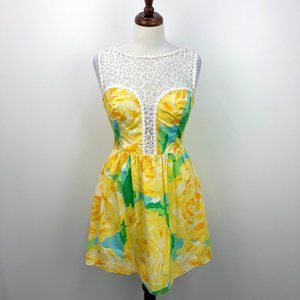 Lilly Pulitzer White Lace Yellow Floral Dress